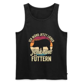 Ich Würd Jetzt Lieber Schweine Füttern - Schweine - Männer Premium Bio Tank Top - Schwarz - Vorne - AI Model Male 178 light (178cm)