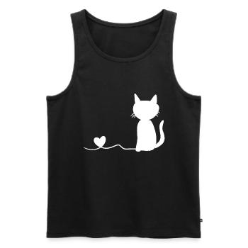 Katze Linke Herz Symbol wellig - Männer Premium Bio Tank Top - Schwarz - Vorne - AI Model Male 178 light (178cm)