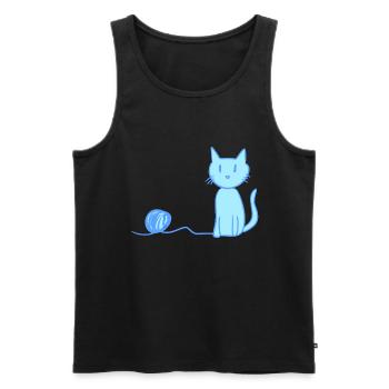 blue cat love pet symbol wool - Men's Premium Organic Tank Top - black - Front - Michal (187cm)