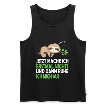 Faultier Schlafanzug Nachthemd Schlafshirt Pyjama - Männer Premium Bio Tank Top - Schwarz - Vorne - Michal (187cm)