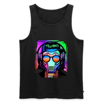 Psychedelic / Techno / Minimal Head Design - Männer Premium Bio Tank Top - Schwarz - Vorne - AI Model Male 178 light (178cm)