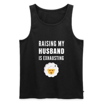 Funny Couple - Husband Raising - Men's Premium Organic Tank Top - black - Front - AI Model Male 178 light (178cm)