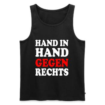 Hand in hand gegen rechts - Männer Premium Bio Tank Top - Schwarz - Vorne - AI Model Male 178 light (178cm)