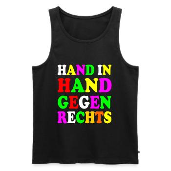 Hand in hand gegen rechts - Männer Premium Bio Tank Top - Schwarz - Vorne - AI Model Male 178 light (178cm)
