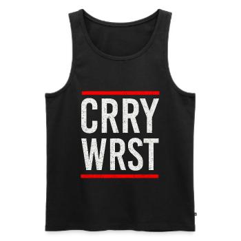 Currywurst design in HipHop Style - Men's Premium Organic Tank Top - black - Front - AI Model Male 178 light (178cm)