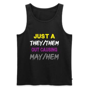 Just A They/Them - Funny - Men's Premium Organic Tank Top - black - Front - AI Model Male 178 light (178cm)