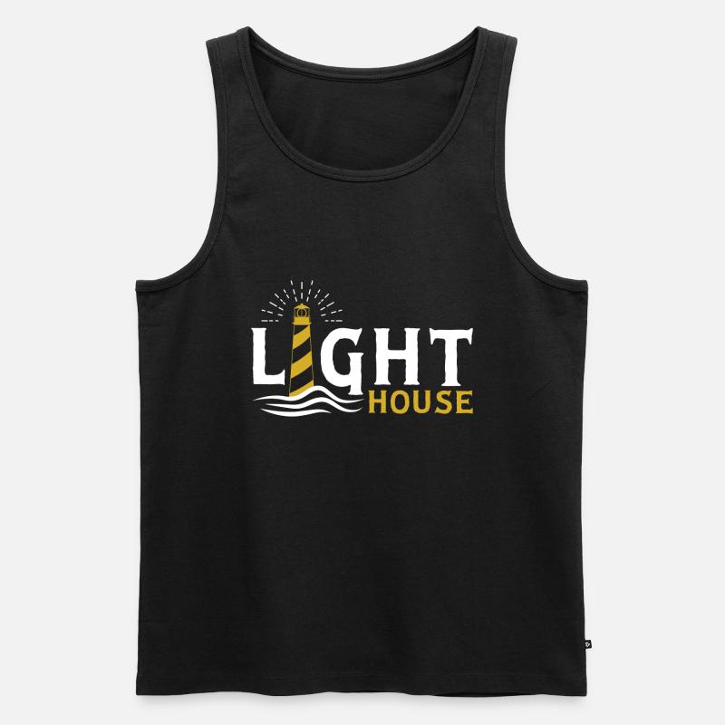 Leuchtturm - Männer Premium Bio Tank Top - Schwarz
