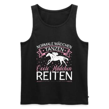 Coole Mädchen Reiten Pferde - Männer Premium Bio Tank Top - Schwarz - Vorne - Michal (187cm)