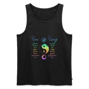 T-Shirt Yin Yang Rainbow - Men's Premium Organic Tank Top - black - Front - Michal (187cm)