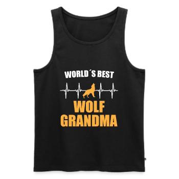 Wolf Grandma Heartbeat - Men's Premium Organic Tank Top - black - Front - AI Model Male 178 light (178cm)