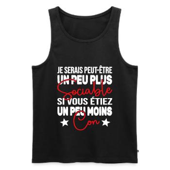 Je Serais Peut être Un Peu Plus Sociable Cadeau - Débardeur bio Premium Homme - noir - Devant - Michal (187cm)