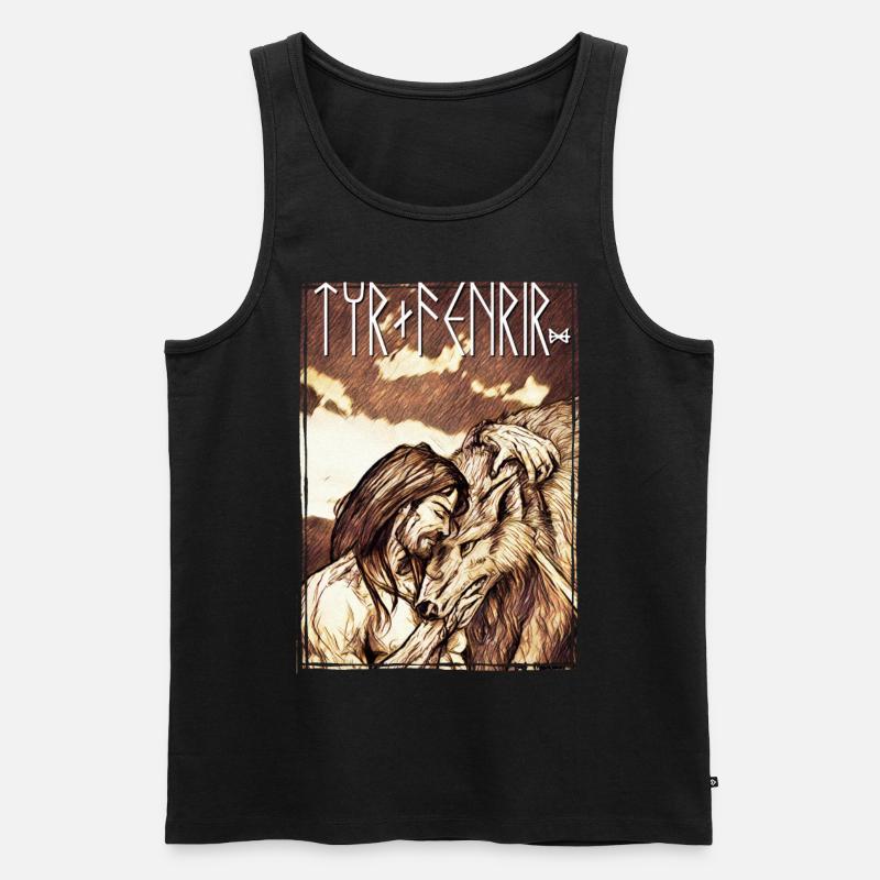 Tyr + Fenrir - Männer Premium Bio Tank Top - Schwarz