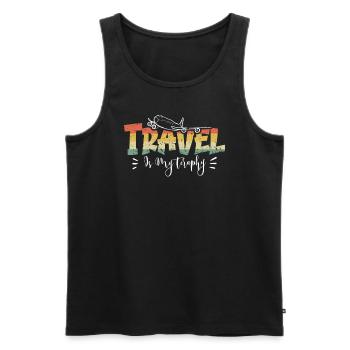 Voyage d’aventure Présent Amoureux de voyage - Débardeur bio Premium Homme - noir - Devant - Michal (187cm)