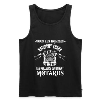 hommes motards ,cadeau ,humour,moto - Débardeur bio Premium Homme - noir - Devant - Michal (187cm)
