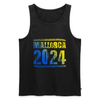 Mallorca 2024 Colorful Holidays - Men's Premium Organic Tank Top - black - Front - AI Model Male 178 light (178cm)