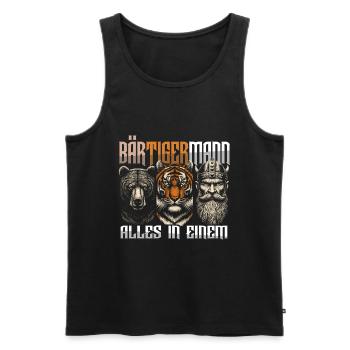 Bärtigermann Bär Tiger Mann Geschenk Bart Sprüche - Männer Premium Bio Tank Top - Schwarz - Vorne - AI Model Male 178 light (178cm)
