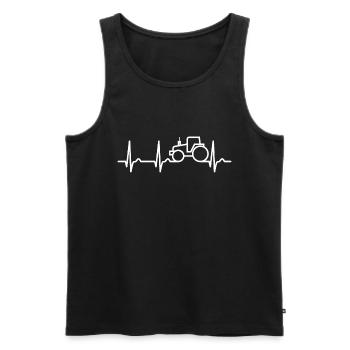 Heart Curve - Pulse - Farmer - Tractor Agriculture - Men's Premium Organic Tank Top - black - Front - AI Model Male 178 light (178cm)