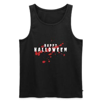 HAPPY HALLOWEEN MOTIF WITH HORROR PUMPKIN - Men's Premium Organic Tank Top - black - Front - Michal (187cm)