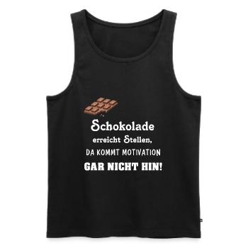 Schokolade ist meine Motivation - Männer Premium Bio Tank Top - Schwarz - Vorne - Michal (187cm)