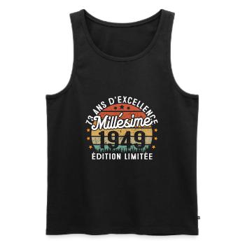 Cadeau d'anniversaire 73 Ans Millésime 1949 - Débardeur bio Premium Homme - noir - Devant - Michal (187cm)