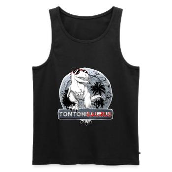 Tontonsaurus My Tonton Dinosaur Tearing - Men's Premium Organic Tank Top - black - Front - Michal (187cm)