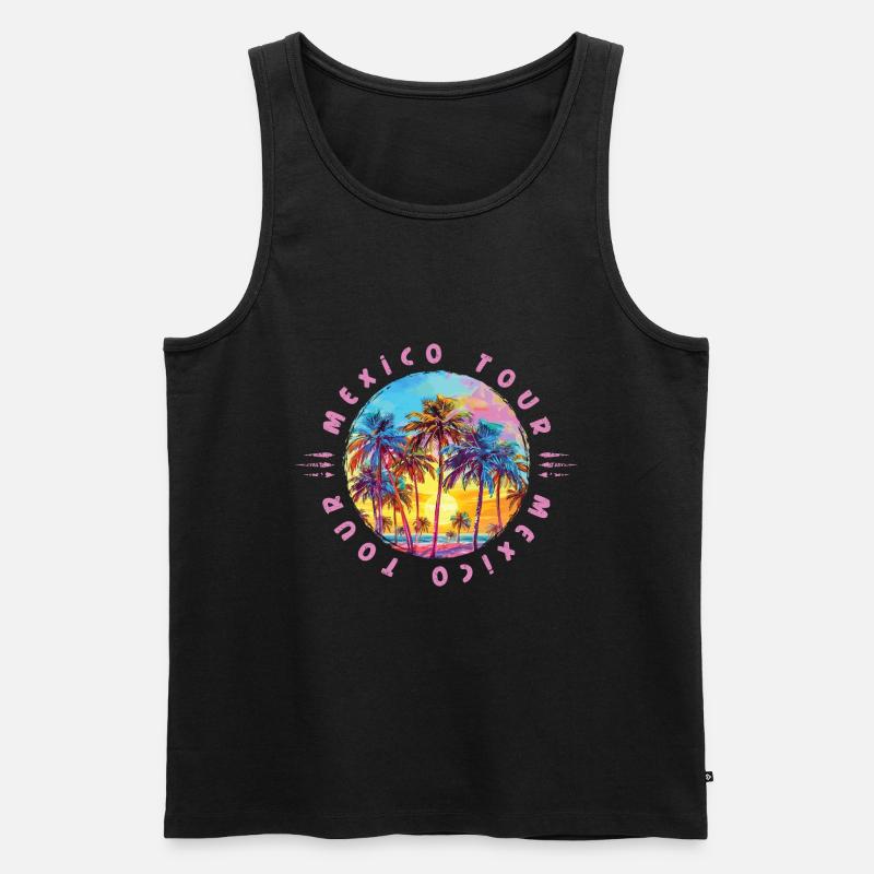 Mexiko Tour Palmen - Männer Premium Bio Tank Top - Schwarz