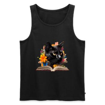 Bombay-Katze Lesen Buch - Männer Premium Bio Tank Top - Schwarz - Vorne - AI Model Male 178 light (178cm)