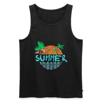 Strand - Männer Premium Bio Tank Top - Schwarz - Vorne - AI Model Male 178 light (178cm)