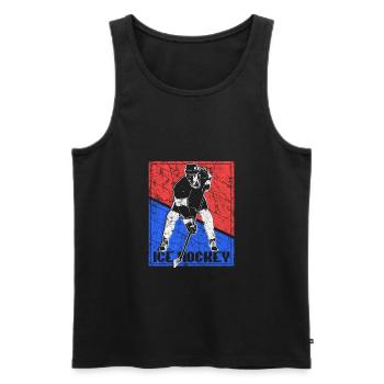 Idée Cadeau Équipe Puck Hockey - Débardeur bio Premium Homme - noir - Devant - Michal (187cm)