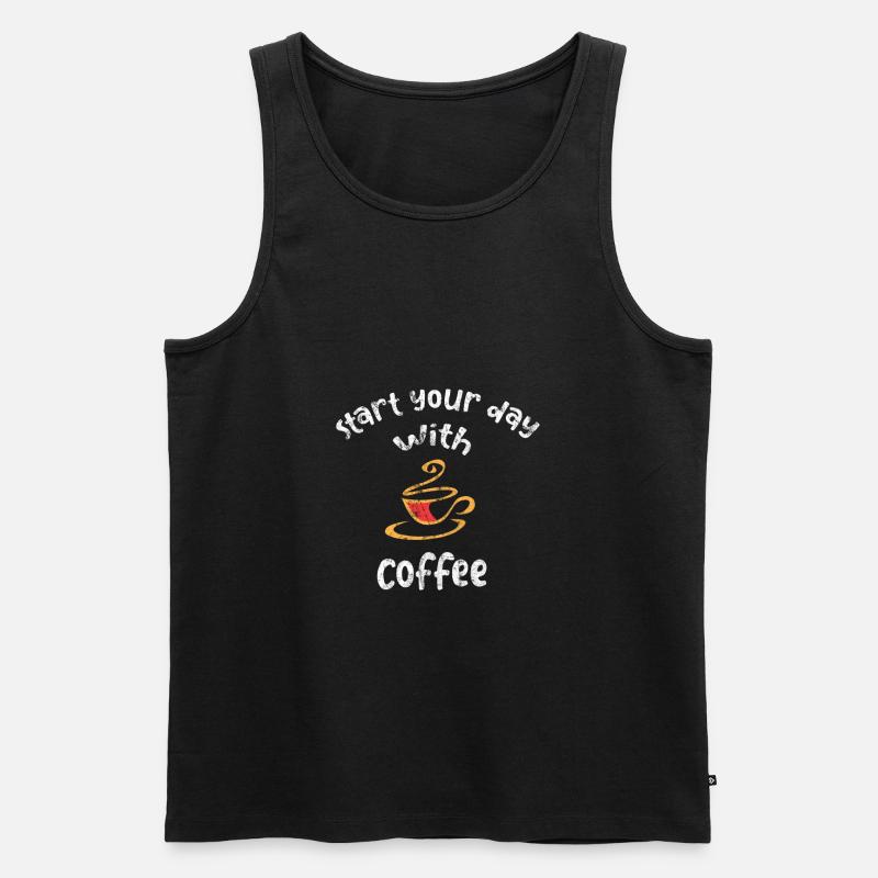 Kaffee - Männer Premium Bio Tank Top - Schwarz
