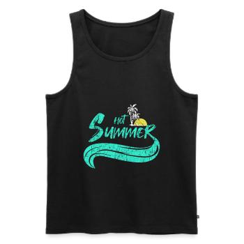 Strand - Männer Premium Bio Tank Top - Schwarz - Vorne - Michal (187cm)