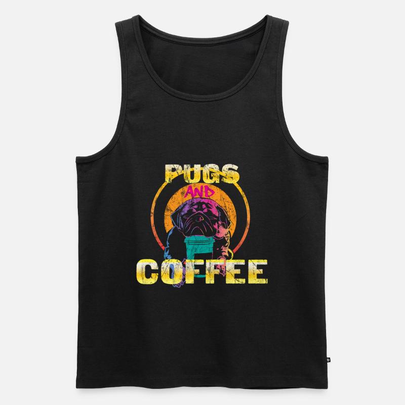 Mops Kaffee - Männer Premium Bio Tank Top - Schwarz