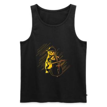 Cadeau de violoncelle chat - Débardeur bio Premium Homme - noir - Devant - Michal (187cm)
