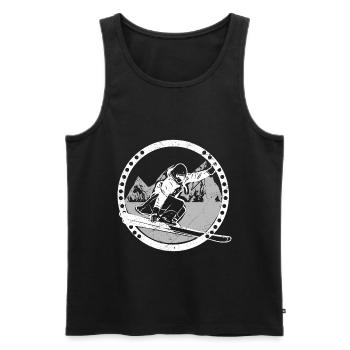 Skiing winter gift idea - Men's Premium Organic Tank Top - black - Front - Michal (187cm)