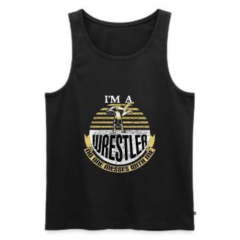 Wrestling Ringer - Männer Premium Bio Tank Top - Schwarz - Vorne - Michal (187cm)