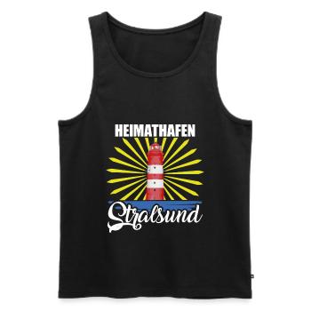 Heimathafen Stralsund Ostsee Leuchtturm Hafenstadt - Männer Premium Bio Tank Top - Schwarz - Vorne - Michal (187cm)