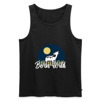 Wolf animals gift idea - Men's Premium Organic Tank Top - black - Front - Michal (187cm)