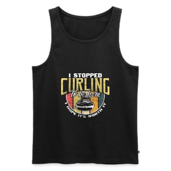 Curling Besen Sports d’hiver Idée cadeau - Débardeur bio Premium Homme - noir - Devant - AI Model Male 178 light (178cm)