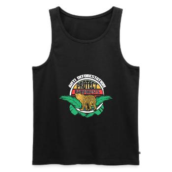 Rainforest Climate Change Travel Gift Idea - Men's Premium Organic Tank Top - black - Front - AI Model Male 178 light (178cm)