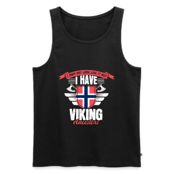 Norway Viking Roots Gift - Men's Premium Organic Tank Top - black - Front - Michal (187cm)