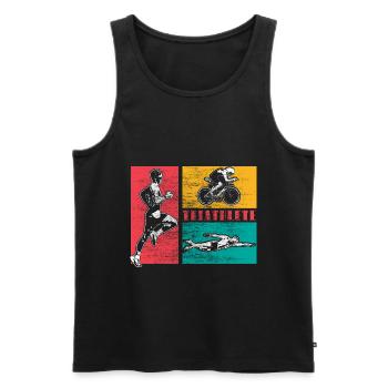 Triathlon Rennen - Männer Premium Bio Tank Top - Schwarz - Vorne - AI Model Male 178 light (178cm)