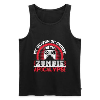 Zombie Apocalypse Virus Drôle Dicton - Débardeur bio Premium Homme - noir - Devant - AI Model Male 178 light (178cm)