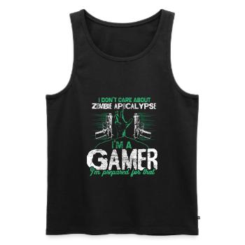 Zombie Apocalypse Virus Funny - Men's Premium Organic Tank Top - black - Front - Michal (187cm)