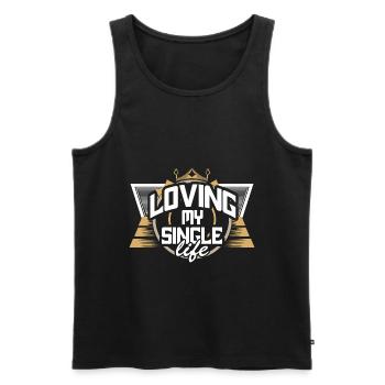 Single Independence Love Gift - Men's Premium Organic Tank Top - black - Front - Michal (187cm)
