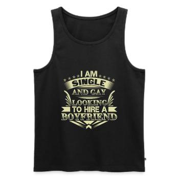 Cadeau Gay Célibataire LGBT+ Homo - Débardeur bio Premium Homme - noir - Devant - Michal (187cm)