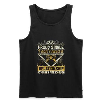 Single Stolz Spruch Geschenkidee - Männer Premium Bio Tank Top - Schwarz - Vorne - Michal (187cm)