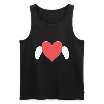 Coeur, Rouge, Ange, Symbole, Amour, Ailes - Débardeur bio Premium Homme - noir - Devant - AI Model Male 178 light (178cm)