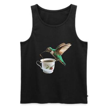 Kolibri Kaffee - Männer Premium Bio Tank Top - Schwarz - Vorne - Michal (187cm)