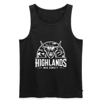 Highlands was sonst Schottisches Hochlandrind - Männer Premium Bio Tank Top - Schwarz - Vorne - Michal (187cm)