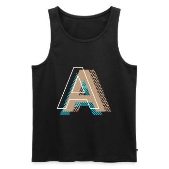 A - hipper Buchstabe - Männer Premium Bio Tank Top - Schwarz - Vorne - Michal (187cm)